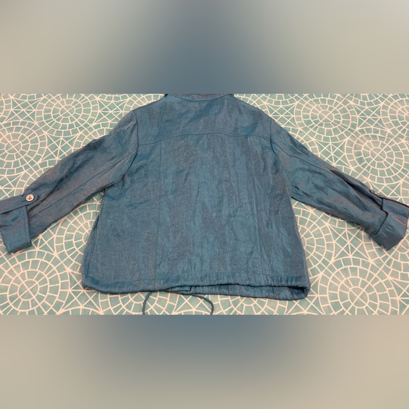 💛TODAY***$18***Hearts of Palm Petite waist length jacket. Blue w/metallic sheen - Picture 4 of 4
